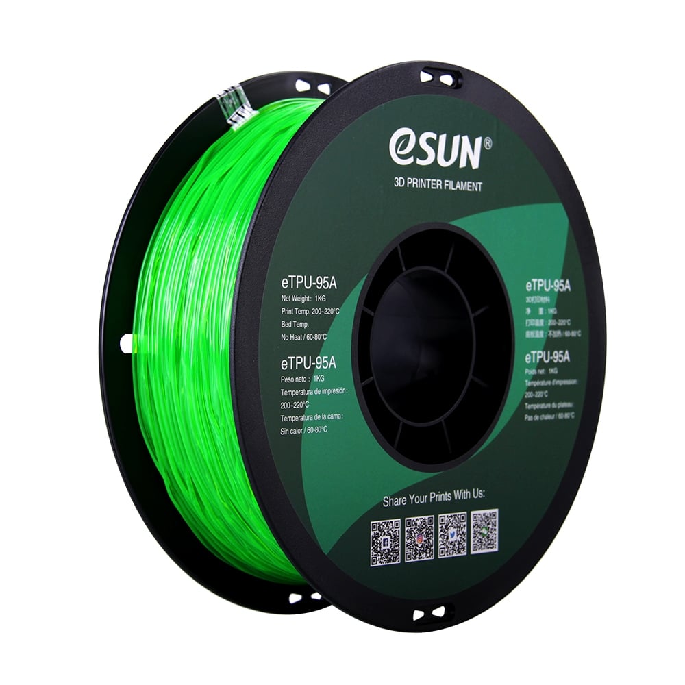 Materials - eSUN Filament eTPU 95A - Transparent Green (1.75mm)